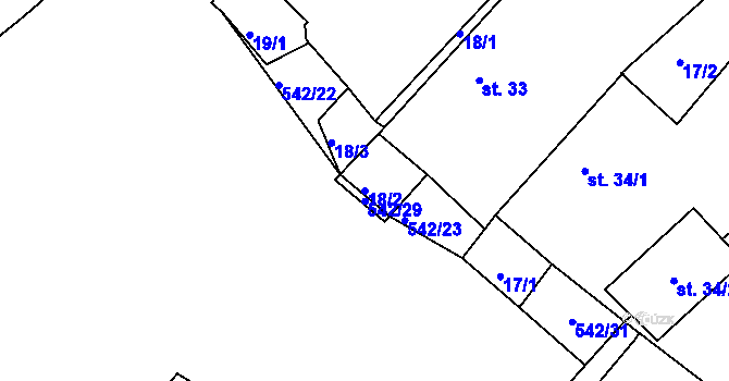 Parcela st. 18/2 v KÚ Buková u Třešti, Katastrální mapa