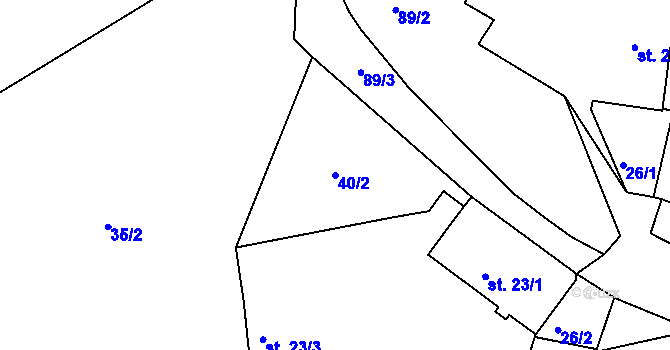 Parcela st. 40/2 v KÚ Buková u Třešti, Katastrální mapa