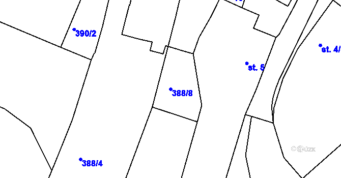 Parcela st. 388/8 v KÚ Buková u Třešti, Katastrální mapa
