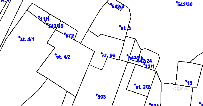 Parcela st. 66 v KÚ Buková u Třešti, Katastrální mapa