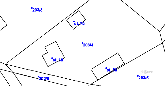 Parcela st. 203/4 v KÚ Buková u Třešti, Katastrální mapa
