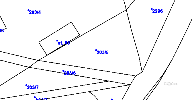 Parcela st. 203/5 v KÚ Buková u Třešti, Katastrální mapa