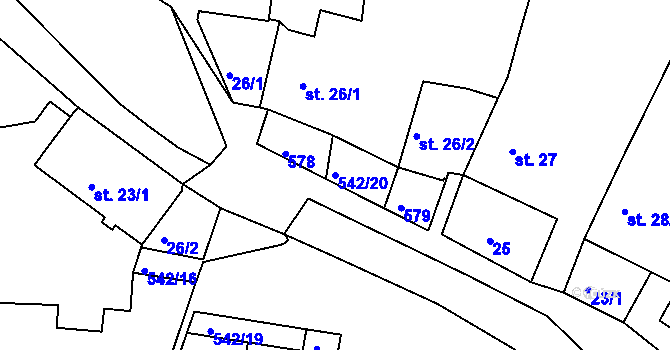 Parcela st. 542/20 v KÚ Buková u Třešti, Katastrální mapa