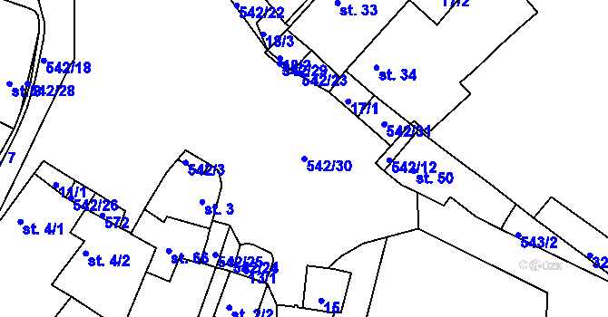 Parcela st. 542/30 v KÚ Buková u Třešti, Katastrální mapa