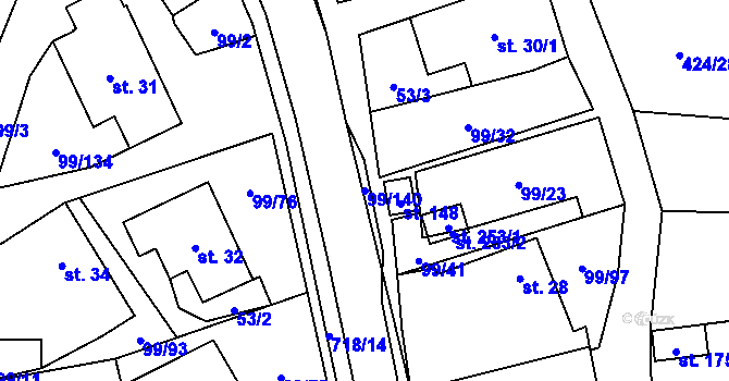 Parcela st. 99/140 v KÚ Buková u Protivanova, Katastrální mapa