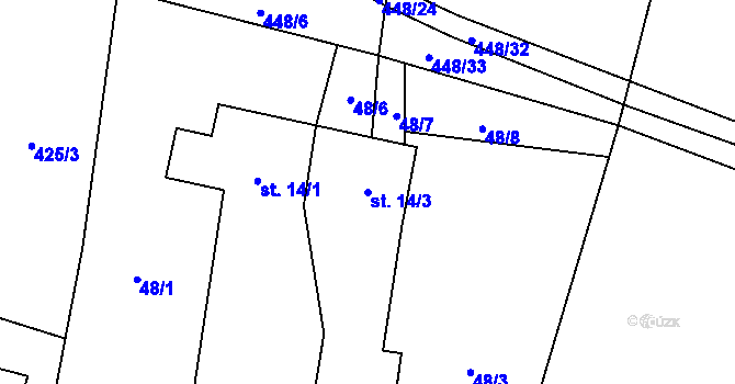 Parcela st. 14/3 v KÚ Buková u Protivanova, Katastrální mapa