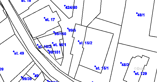 Parcela st. 15/2 v KÚ Buková u Protivanova, Katastrální mapa