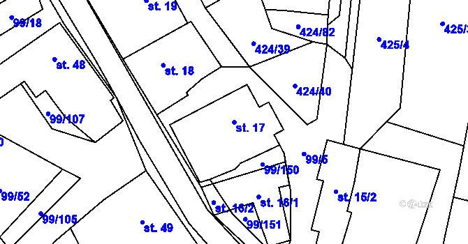 Parcela st. 17 v KÚ Buková u Protivanova, Katastrální mapa