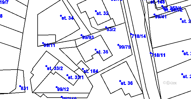 Parcela st. 35 v KÚ Buková u Protivanova, Katastrální mapa