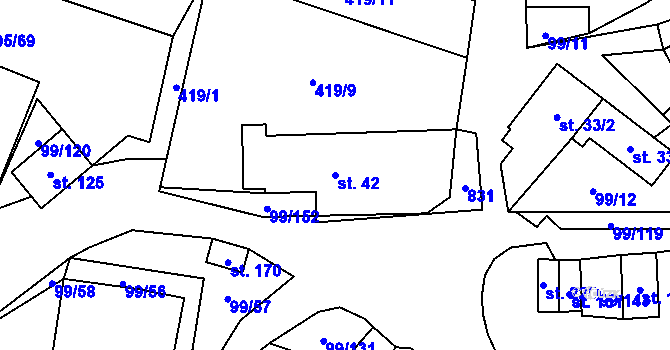 Parcela st. 42 v KÚ Buková u Protivanova, Katastrální mapa