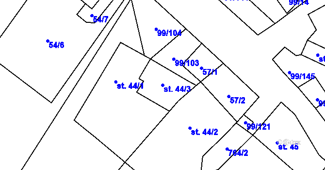Parcela st. 44/3 v KÚ Buková u Protivanova, Katastrální mapa