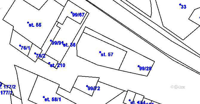 Parcela st. 57 v KÚ Buková u Protivanova, Katastrální mapa