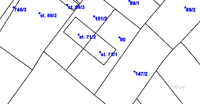 Parcela st. 71/1 v KÚ Buková u Protivanova, Katastrální mapa