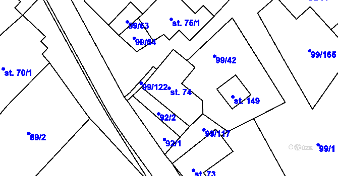 Parcela st. 74 v KÚ Buková u Protivanova, Katastrální mapa