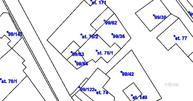 Parcela st. 75/1 v KÚ Buková u Protivanova, Katastrální mapa