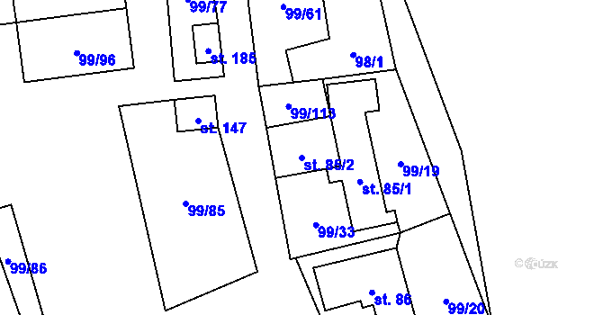 Parcela st. 85/2 v KÚ Buková u Protivanova, Katastrální mapa
