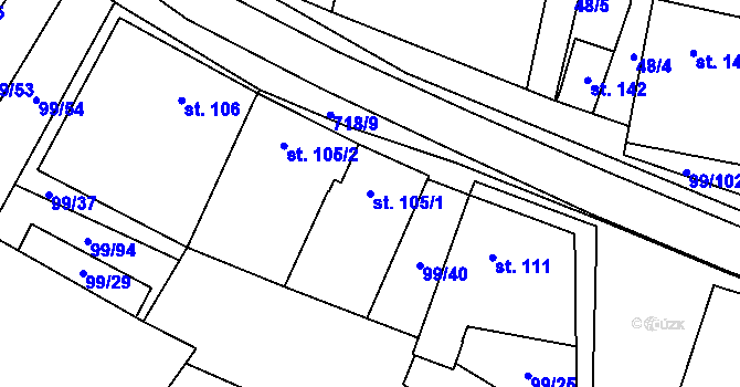 Parcela st. 105/1 v KÚ Buková u Protivanova, Katastrální mapa