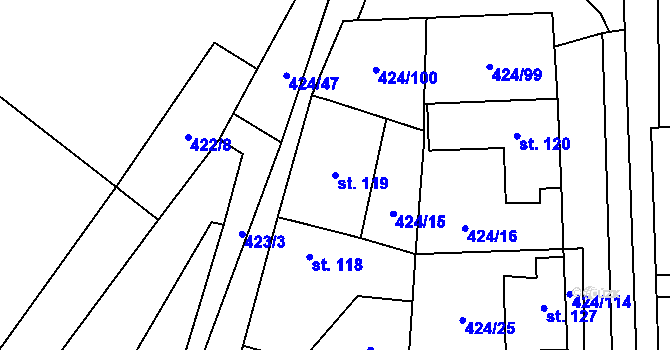 Parcela st. 119 v KÚ Buková u Protivanova, Katastrální mapa
