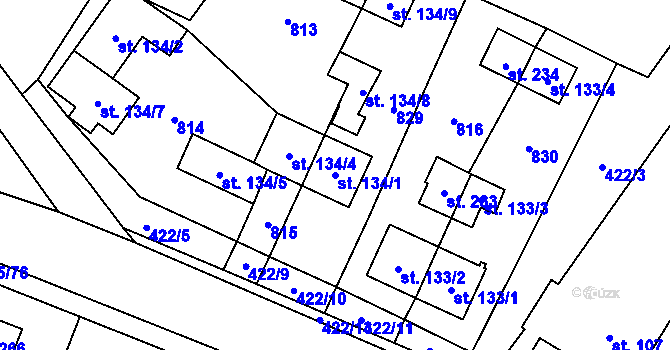 Parcela st. 134/1 v KÚ Buková u Protivanova, Katastrální mapa