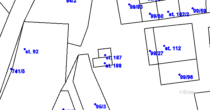 Parcela st. 187 v KÚ Buková u Protivanova, Katastrální mapa