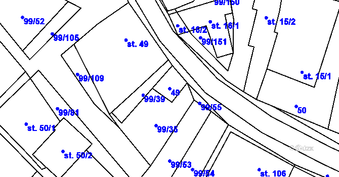 Parcela st. 49 v KÚ Buková u Protivanova, Katastrální mapa