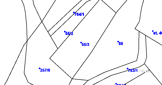 Parcela st. 55/3 v KÚ Buková u Protivanova, Katastrální mapa
