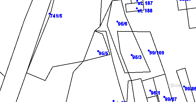 Parcela st. 95/5 v KÚ Buková u Protivanova, Katastrální mapa