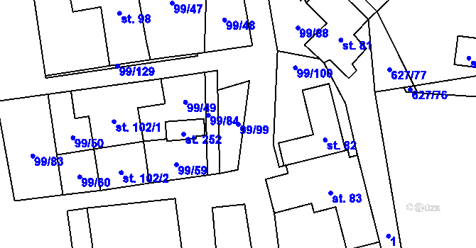 Parcela st. 99/99 v KÚ Buková u Protivanova, Katastrální mapa