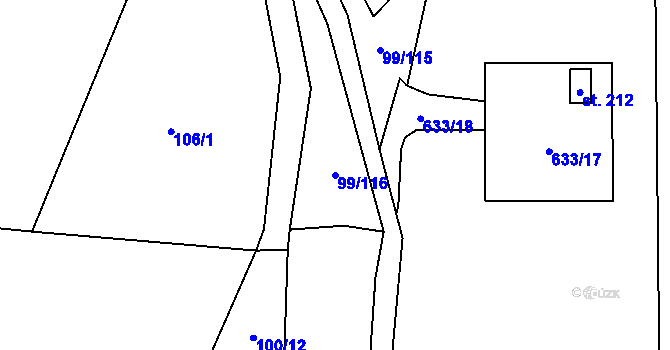 Parcela st. 99/116 v KÚ Buková u Protivanova, Katastrální mapa