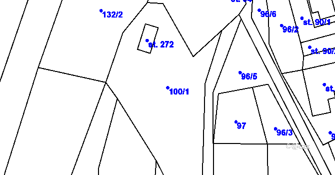 Parcela st. 100/1 v KÚ Buková u Protivanova, Katastrální mapa