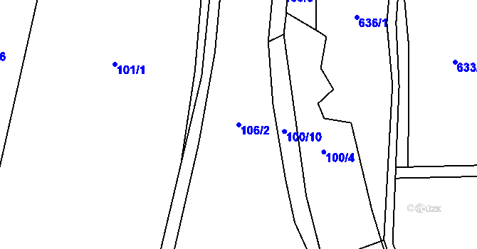 Parcela st. 106/2 v KÚ Buková u Protivanova, Katastrální mapa