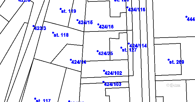 Parcela st. 424/25 v KÚ Buková u Protivanova, Katastrální mapa
