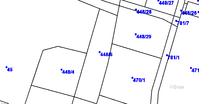 Parcela st. 448/5 v KÚ Buková u Protivanova, Katastrální mapa