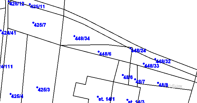 Parcela st. 448/6 v KÚ Buková u Protivanova, Katastrální mapa