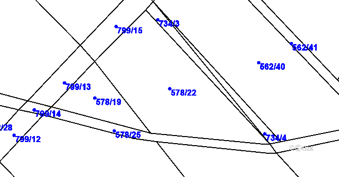 Parcela st. 578/22 v KÚ Buková u Protivanova, Katastrální mapa