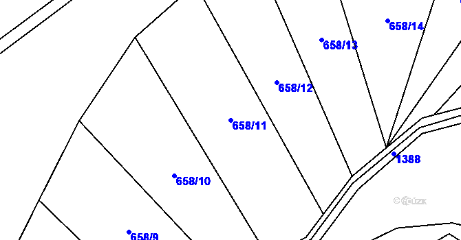 Parcela st. 658/11 v KÚ Buková u Protivanova, Katastrální mapa