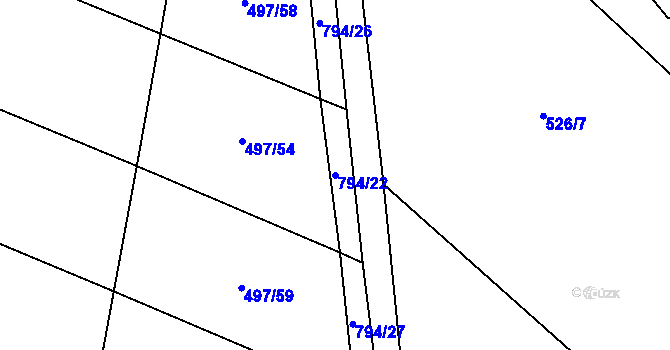 Parcela st. 794/22 v KÚ Buková u Protivanova, Katastrální mapa