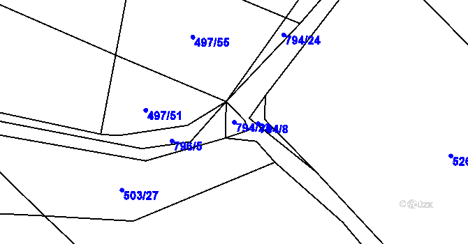 Parcela st. 794/23 v KÚ Buková u Protivanova, Katastrální mapa