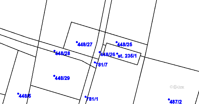 Parcela st. 448/26 v KÚ Buková u Protivanova, Katastrální mapa