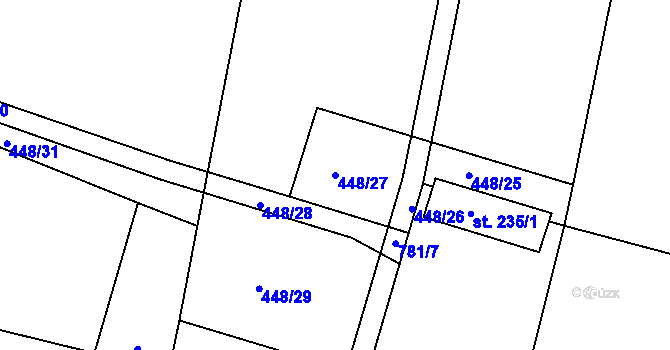 Parcela st. 448/27 v KÚ Buková u Protivanova, Katastrální mapa