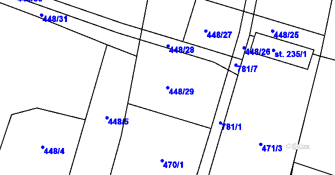 Parcela st. 448/29 v KÚ Buková u Protivanova, Katastrální mapa