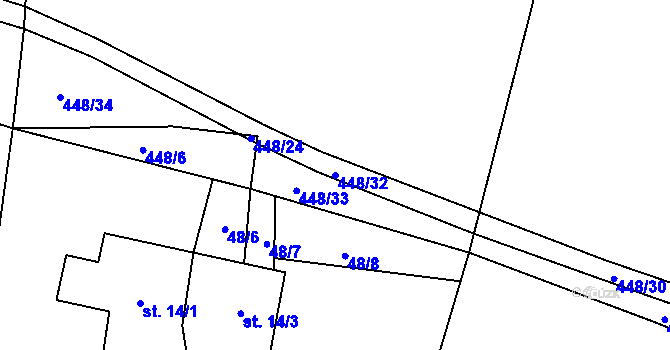 Parcela st. 448/32 v KÚ Buková u Protivanova, Katastrální mapa