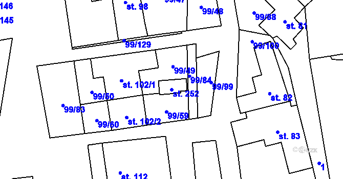 Parcela st. 252 v KÚ Buková u Protivanova, Katastrální mapa