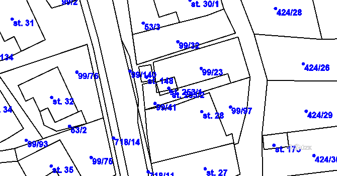 Parcela st. 253/1 v KÚ Buková u Protivanova, Katastrální mapa