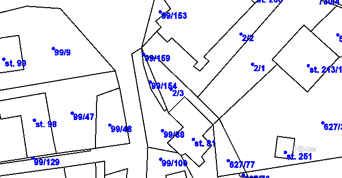 Parcela st. 2/3 v KÚ Buková u Protivanova, Katastrální mapa