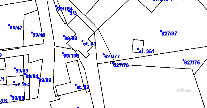 Parcela st. 627/77 v KÚ Buková u Protivanova, Katastrální mapa