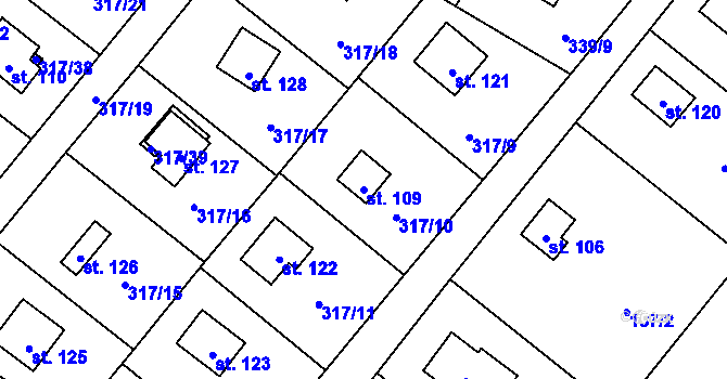 Parcela st. 109 v KÚ Buková u Příbramě, Katastrální mapa