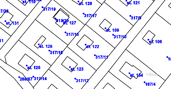 Parcela st. 122 v KÚ Buková u Příbramě, Katastrální mapa