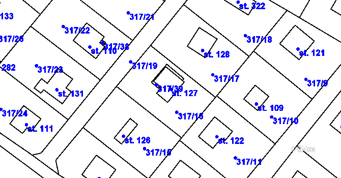 Parcela st. 127 v KÚ Buková u Příbramě, Katastrální mapa