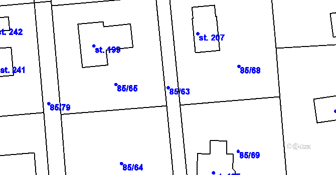 Parcela st. 85/63 v KÚ Buková u Příbramě, Katastrální mapa